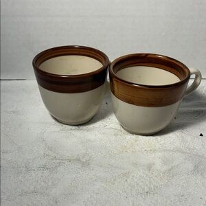 Elegant Cream and Brown Ceramic Mugs Vintage
